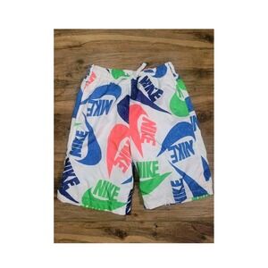 NIKE Swoosh Spell Out Logo All Over Print  Swim Trunks Boys Size Youth Large